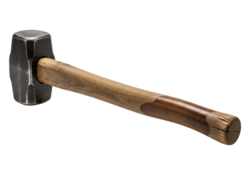 Sturdy wooden handled sledgehammer with heavy metal head