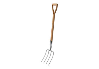 Wood handle garden fork with four metal tines