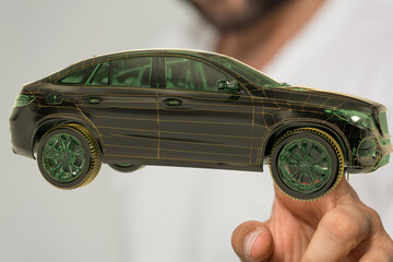 High-quality 3D render of a luxury SUV showcasing its modern design and advanced features. Perfect for automotive and technology projects.