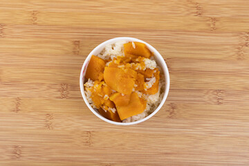 Pumpkin rice in a porcelain bowl