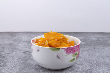 Pumpkin rice in a porcelain bowl