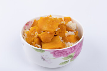 Pumpkin rice in a porcelain bowl