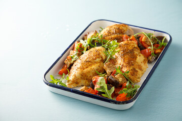 Chicken with baked vegetables