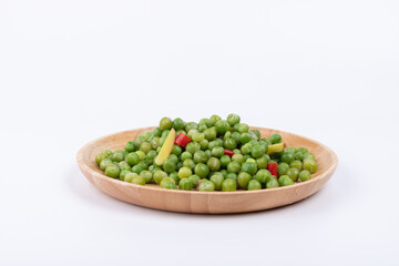 The boiled peas on the plate