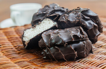 Chocolate Covered Marshmallow Dessert Close-up