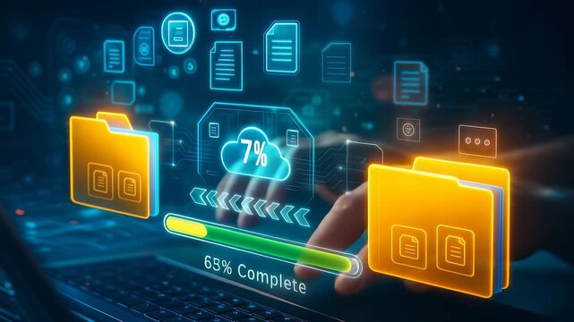 Cloud File Transfer and Data Synchronization with Progress Bar and Digital File Management