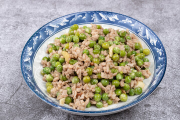 The rotten meat peas on the plate
