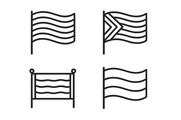 Pride flag outline icon set. LGBTQIA+ vector symbols. Rainbow, progress, transgender, bisexual flag. Gay pride, community, gender identity, equality, and love concept.