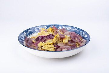 Onion and egg stir-fry on the plate