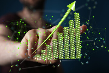 Visual representation of financial success and data analytics.  Ideal for business reports and presentations.