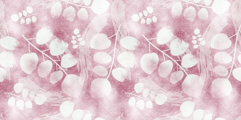 Multicolored abstract seamless background with leaves, suitable for printing on fabric, paper. Colorful texture with floral leaves.