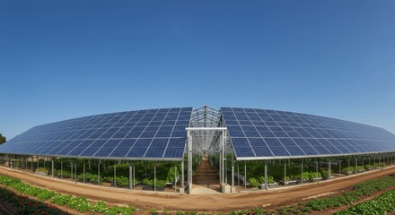 Modern greenhouse using solar energy and clear glass panels