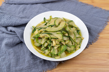 The stir-fried small pumpkin on the plate
