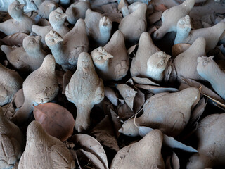 Abandoned Concrete Chicken Statues