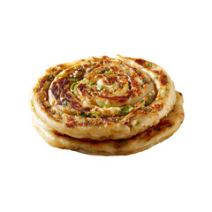 Fototapeta premium Delicious Sesame Scallion Pancakes, Rolled and Stacked