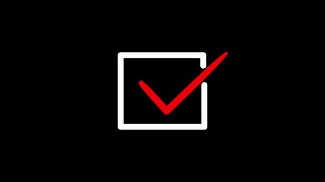 Red checked box icon showing a successful business choice or a completed task