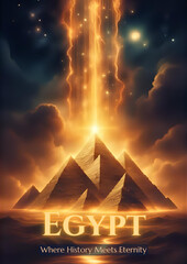 Mystical Ancient Egyptian Landscape with Golden Pyramid