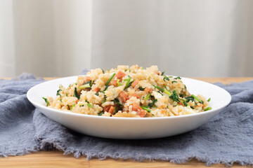 Coriander, ham and egg fried rice