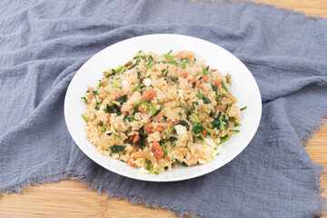 Coriander, ham and egg fried rice