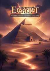 Mystical Ancient Egyptian Landscape with Golden Pyramid