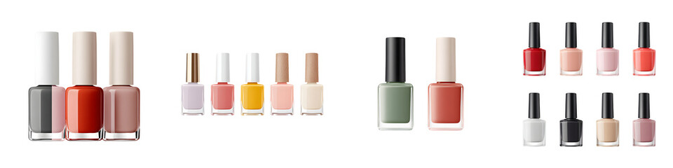 Obraz premium Collection of Colorful Nail Polish Bottles on White Background