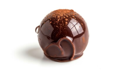 Obraz premium Decadent dark chocolate truffle with cocoa dusting and delicate ganache swirl detailing