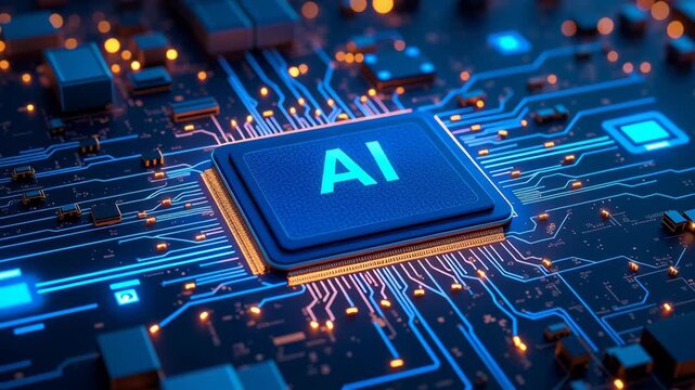 AI chip export concept ,AI Circuit Board Showcasing Innovation Electronics and Technology with Glowing Microchip Elements Digital