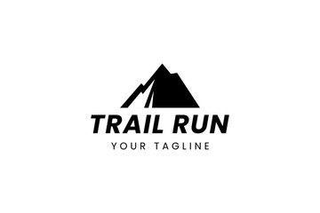Running Across Mountain Trail Run Logo Design