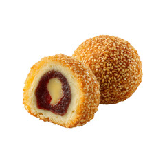 Delicious Sesame Balls with Red Bean and Cheese Filling - Close-up Studio Shot