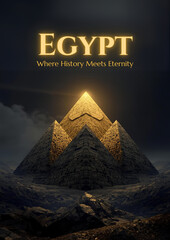 Mystical Ancient Egyptian Landscape with Golden Pyramid