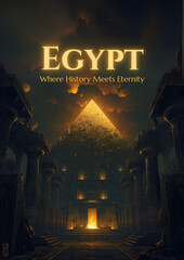 Mystical Ancient Egyptian Landscape with Golden Pyramid