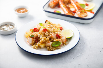 Thai rice with pineapple and shrimps