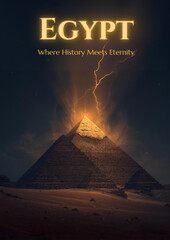 Mystical Ancient Egyptian Landscape with Golden Pyramid