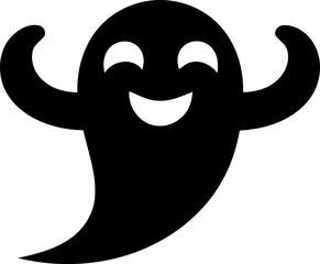 Friendly ghost character with happy face and waving arms cute halloween illustration