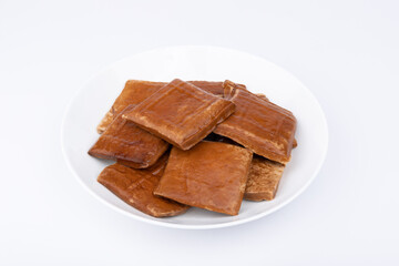 The spiced dried tofu on the plate