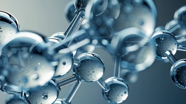 PFAS removal concept ,Transparent Molecular Structure Showcasing Connection of Atoms in Chemistry and Science with Water Droplets - Powered by Adobe