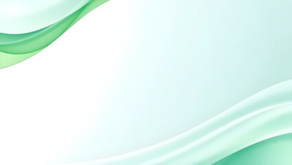 Elegant abstract art background with green ribbon wave on top edge and wide mint white gradient clean space