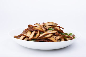 The bean curd and twice-cooked pork on the plate