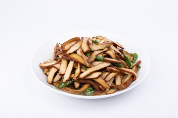 The bean curd and twice-cooked pork on the plate