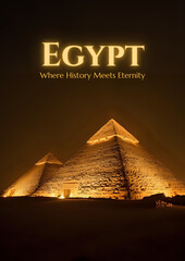 Mystical Ancient Egyptian Landscape with Golden Pyramid