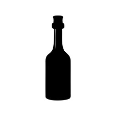Elegant black silhouette of a classic wine bottle with a stopper