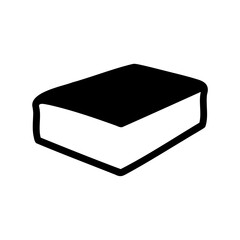 Simple graphic of a black and white book with crisp lines