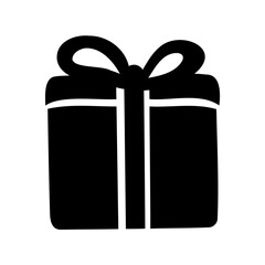 Black and white drawing of a simple gift with a bow