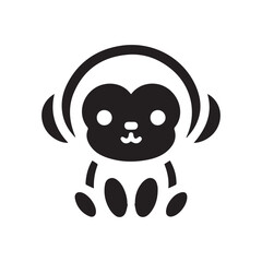 2d cute monkey logo with white background