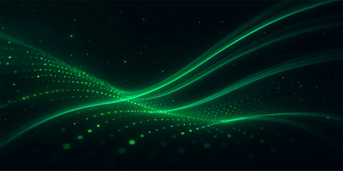 Fototapeta na wymiar Glowing futuristic green and blue fractal lines swirl in an abstract motion design, creating a vibrant textured energy flow wallpaper