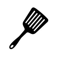 Black spatula kitchen utensil isolated on white background culinary equipment icon
