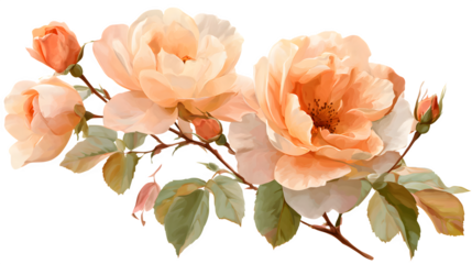 Romantic rose blossoms in delicate peach and cream colors