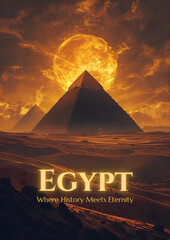 Mystical Ancient Egyptian Landscape with Golden Pyramid