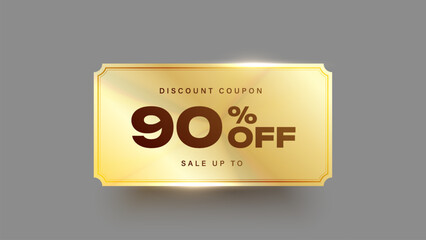 Abstract golden background 90% off sale coupon card. Golden discount card vector design.	
