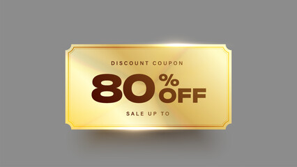 Abstract golden background 80% off sale coupon card. Golden discount card vector design.	